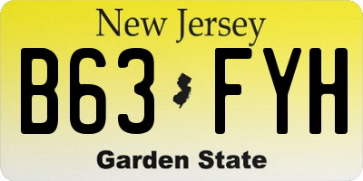 NJ license plate B63FYH