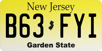 NJ license plate B63FYI