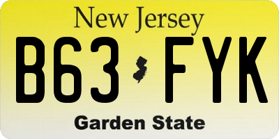 NJ license plate B63FYK