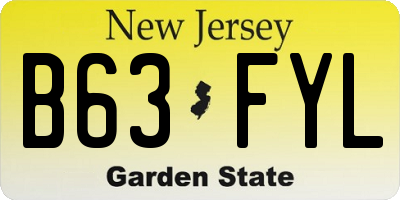 NJ license plate B63FYL