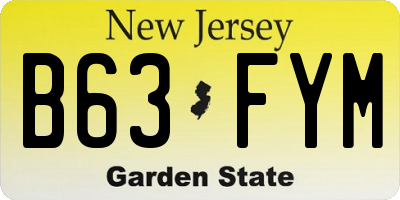 NJ license plate B63FYM
