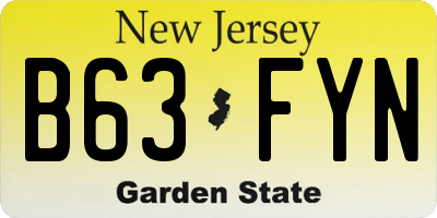 NJ license plate B63FYN
