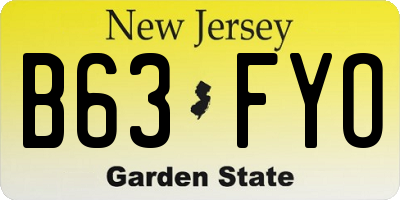 NJ license plate B63FYO