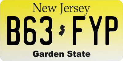 NJ license plate B63FYP