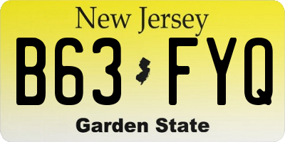 NJ license plate B63FYQ
