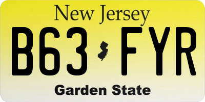 NJ license plate B63FYR