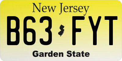 NJ license plate B63FYT