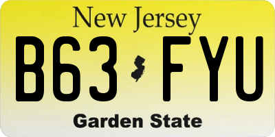 NJ license plate B63FYU