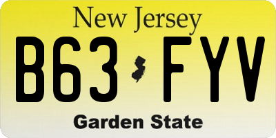 NJ license plate B63FYV