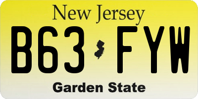 NJ license plate B63FYW