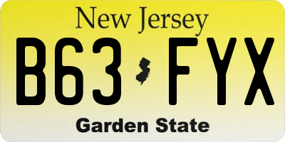 NJ license plate B63FYX