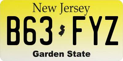 NJ license plate B63FYZ