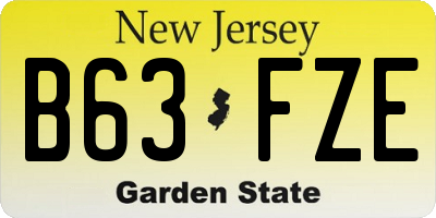 NJ license plate B63FZE