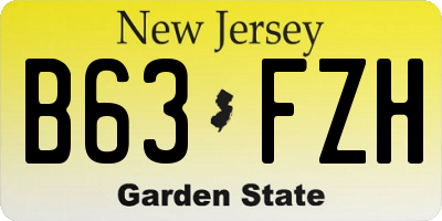 NJ license plate B63FZH