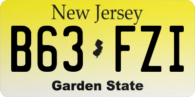 NJ license plate B63FZI