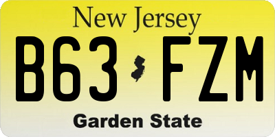 NJ license plate B63FZM