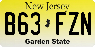 NJ license plate B63FZN