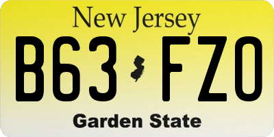 NJ license plate B63FZO