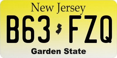 NJ license plate B63FZQ