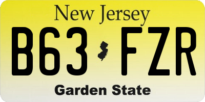 NJ license plate B63FZR