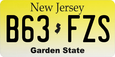 NJ license plate B63FZS