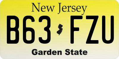 NJ license plate B63FZU