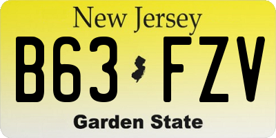NJ license plate B63FZV