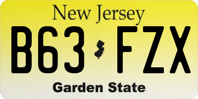 NJ license plate B63FZX