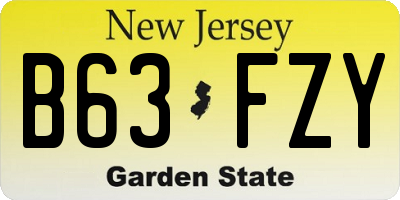 NJ license plate B63FZY