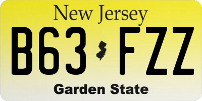 NJ license plate B63FZZ