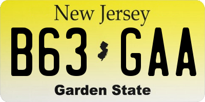 NJ license plate B63GAA