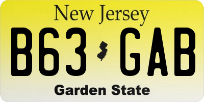 NJ license plate B63GAB