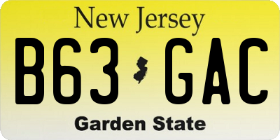 NJ license plate B63GAC