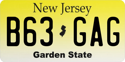 NJ license plate B63GAG