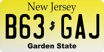 NJ license plate B63GAJ