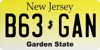 NJ license plate B63GAN