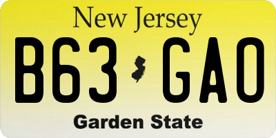 NJ license plate B63GAO