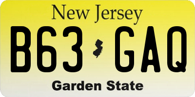 NJ license plate B63GAQ