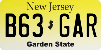 NJ license plate B63GAR