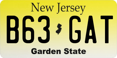 NJ license plate B63GAT