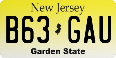 NJ license plate B63GAU