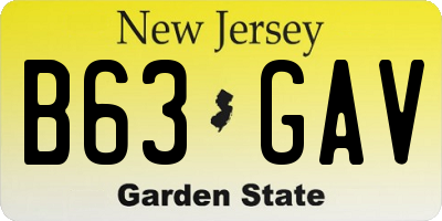 NJ license plate B63GAV