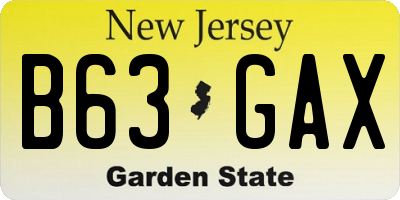 NJ license plate B63GAX