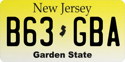 NJ license plate B63GBA