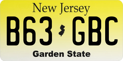 NJ license plate B63GBC