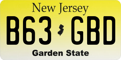 NJ license plate B63GBD