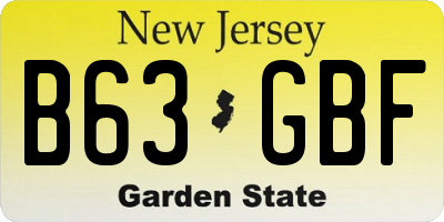 NJ license plate B63GBF