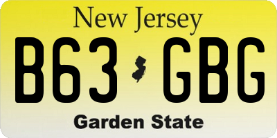 NJ license plate B63GBG