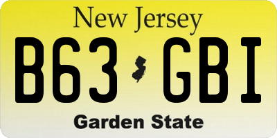 NJ license plate B63GBI