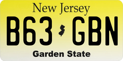 NJ license plate B63GBN